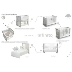 Letto Infinito Evolutivo 6in1 Bianco-Tortosa con Tessile Land - collezioni