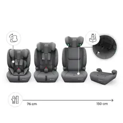 Seggiolino auto Kinderkraft Comfort Up 2 Plus I-Size Grey 76-150cm - bambini 76-150 cm (15m-12anni)