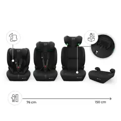 Seggiolino auto Kinderkraft Comfort Up 2 Plus I-Size Black 76-150cm - bambini 76-150 cm (15m-12anni)