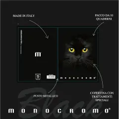 Quaderno Maxi Pigna Monocromo Black - 72 Pagine - Rigatura 1R - Cancelleria varia