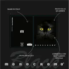 Quaderno Maxi Pigna Monocromo Black - 72 Pagine - Rigatura 5M - Cancelleria varia