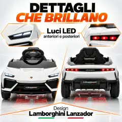 Lamborghini Lanzador Elettrica 12V - Batteria Litio, Doppio Motore e Bluetooth - Bianca - auto