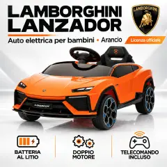 Lamborghini Lanzador Elettrica 12V - Batteria Litio, Doppio Motore e Bluetooth - Arancio - auto