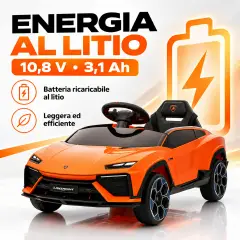 Lamborghini Lanzador Elettrica 12V - Batteria Litio, Doppio Motore e Bluetooth - Arancio - auto