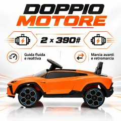 Lamborghini Lanzador Elettrica 12V - Batteria Litio, Doppio Motore e Bluetooth - Arancio - auto
