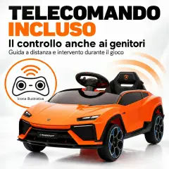 Lamborghini Lanzador Elettrica 12V - Batteria Litio, Doppio Motore e Bluetooth - Arancio - auto