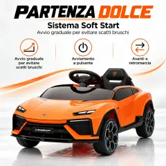 Lamborghini Lanzador Elettrica 12V - Batteria Litio, Doppio Motore e Bluetooth - Arancio - auto