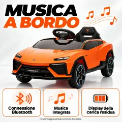 Lamborghini Lanzador Elettrica 12V - Batteria Litio, Doppio Motore e Bluetooth - Arancio - auto