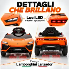 Lamborghini Lanzador Elettrica 12V - Batteria Litio, Doppio Motore e Bluetooth - Arancio - auto