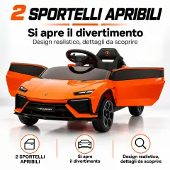 Lamborghini Lanzador Elettrica 12V - Batteria Litio, Doppio Motore e Bluetooth - Arancio - auto