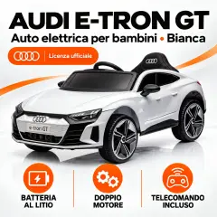 Audi E-tron GT Elettrica 12V - Batteria Litio, Doppio Motore e Bluetooth - Bianca - auto