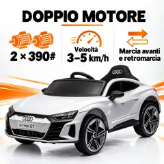 Audi E-tron GT Elettrica 12V - Batteria Litio, Doppio Motore e Bluetooth - Bianca - auto