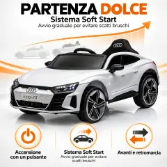 Audi E-tron GT Elettrica 12V - Batteria Litio, Doppio Motore e Bluetooth - Bianca - auto