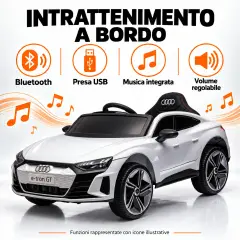 Audi E-tron GT Elettrica 12V - Batteria Litio, Doppio Motore e Bluetooth - Bianca - auto