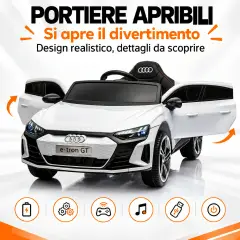 Audi E-tron GT Elettrica 12V - Batteria Litio, Doppio Motore e Bluetooth - Bianca - auto