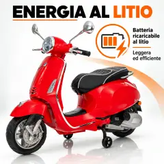 Vespa Piaggio Elettrica 8V - Batteria al Litio, Bluetooth e Luci LED - Rossa - auto