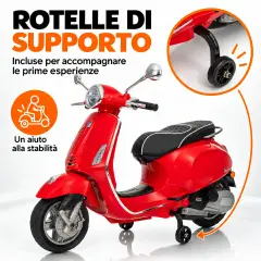 Vespa Piaggio Elettrica 8V - Batteria al Litio, Bluetooth e Luci LED - Rossa - auto