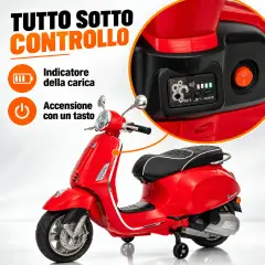 Vespa Piaggio Elettrica 8V - Batteria al Litio, Bluetooth e Luci LED - Rossa - auto