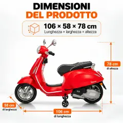 Vespa Piaggio Elettrica 8V - Batteria al Litio, Bluetooth e Luci LED - Rossa - auto