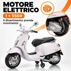 Vespa Piaggio Elettrica 8V - Batteria al Litio, Bluetooth e Luci LED - Bianca - auto