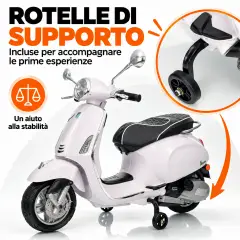 Vespa Piaggio Elettrica 8V - Batteria al Litio, Bluetooth e Luci LED - Bianca - auto