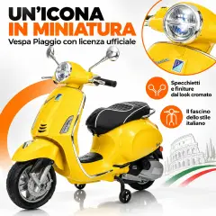 Vespa Piaggio Elettrica 8V - Batteria al Litio, Bluetooth e Luci LED - Giallo - auto