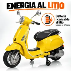 Vespa Piaggio Elettrica 8V - Batteria al Litio, Bluetooth e Luci LED - Giallo - auto
