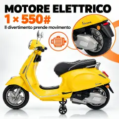 Vespa Piaggio Elettrica 8V - Batteria al Litio, Bluetooth e Luci LED - Giallo - auto