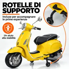 Vespa Piaggio Elettrica 8V - Batteria al Litio, Bluetooth e Luci LED - Giallo - auto
