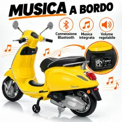 Vespa Piaggio Elettrica 8V - Batteria al Litio, Bluetooth e Luci LED - Giallo - auto