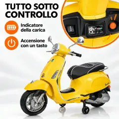 Vespa Piaggio Elettrica 8V - Batteria al Litio, Bluetooth e Luci LED - Giallo - auto