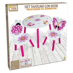Fatto di Legno - Set Tavolino H. 45cm  Due Sedie Max 25 Kg - Cucine e gioco simbolico