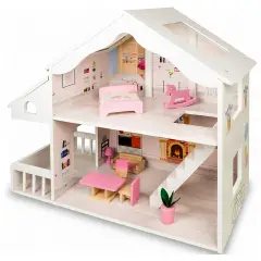 Villetta con  Solarium e Accessori • Fatto di Legno - Bambole e accessori