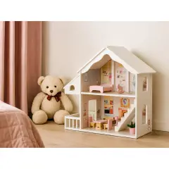 Villetta con  Solarium e Accessori • Fatto di Legno - Bambole e accessori