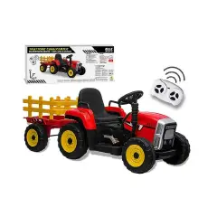 Teo's - Trattore Elettrico con Luci e Suoni 12v Rosso con Telecomando - Tricicli e primi passi