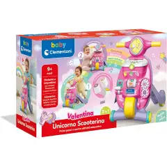 Clementoni Valentina Unicorno Scooterina Cavalcabile 2 in 1, Primi Passi 9 Mesi - Primi movimenti