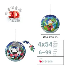 Puzzle 3D Puzzleball 54 Pezzi Disney Natale - puzzle 3d