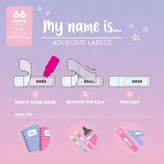 Legami - My Name Is Etichette Adesive Con Pellicola Protettiva Kitty 66 Pezzi - legami