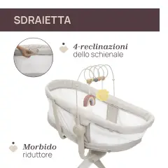 Chicco Baby Hug 4in1 Armonia Mother Pearl – Culla, Sdraietta, Seggiolone e Prima Sedia 0-36 Mesi - sdraiette