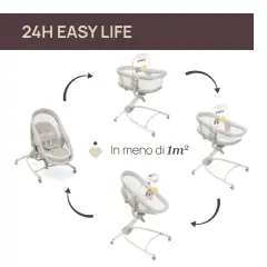 Chicco Baby Hug 4in1 Armonia Mother Pearl – Culla, Sdraietta, Seggiolone e Prima Sedia 0-36 Mesi - sdraiette