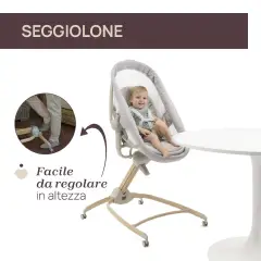 Chicco Baby Hug 4in1 Armonia Scandinavian – Culla, Sdraietta, Seggiolone e Prima Sedia 0-36 Mesi - sdraiette