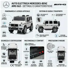 Auto Elettrica Mercedes AMG G63 per Bambini 12V, Bianca - auto