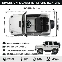 Auto Elettrica Mercedes AMG G63 per Bambini 12V, Bianca - auto