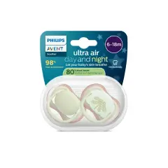 Ciuccio Philips Avent Ultra Air Day&Night 6-18M Verde Pastello/Foglia - ciucci
