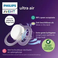 Ciuccio Philips Avent Ultra Air Day&Night 6-18M Verde Pastello/Foglia - ciucci