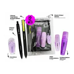 Tinta Unita Glitter Diario 12 Mesi Con Cover E Accessori Fucsia - diari