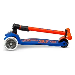 Monopattino Maxi Micro Deluxe Led Pieghevole Blu Arancio Neon - monopattini