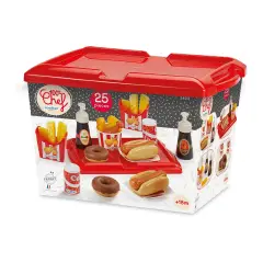 Set Giocattolo Fast Food per Bambini 25 Pezzi - Alimenti, mercatini, stoviglie