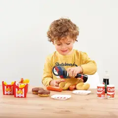 Set Giocattolo Fast Food per Bambini 25 Pezzi - Alimenti, mercatini, stoviglie