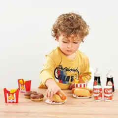 Set Giocattolo Fast Food per Bambini 25 Pezzi - Alimenti, mercatini, stoviglie